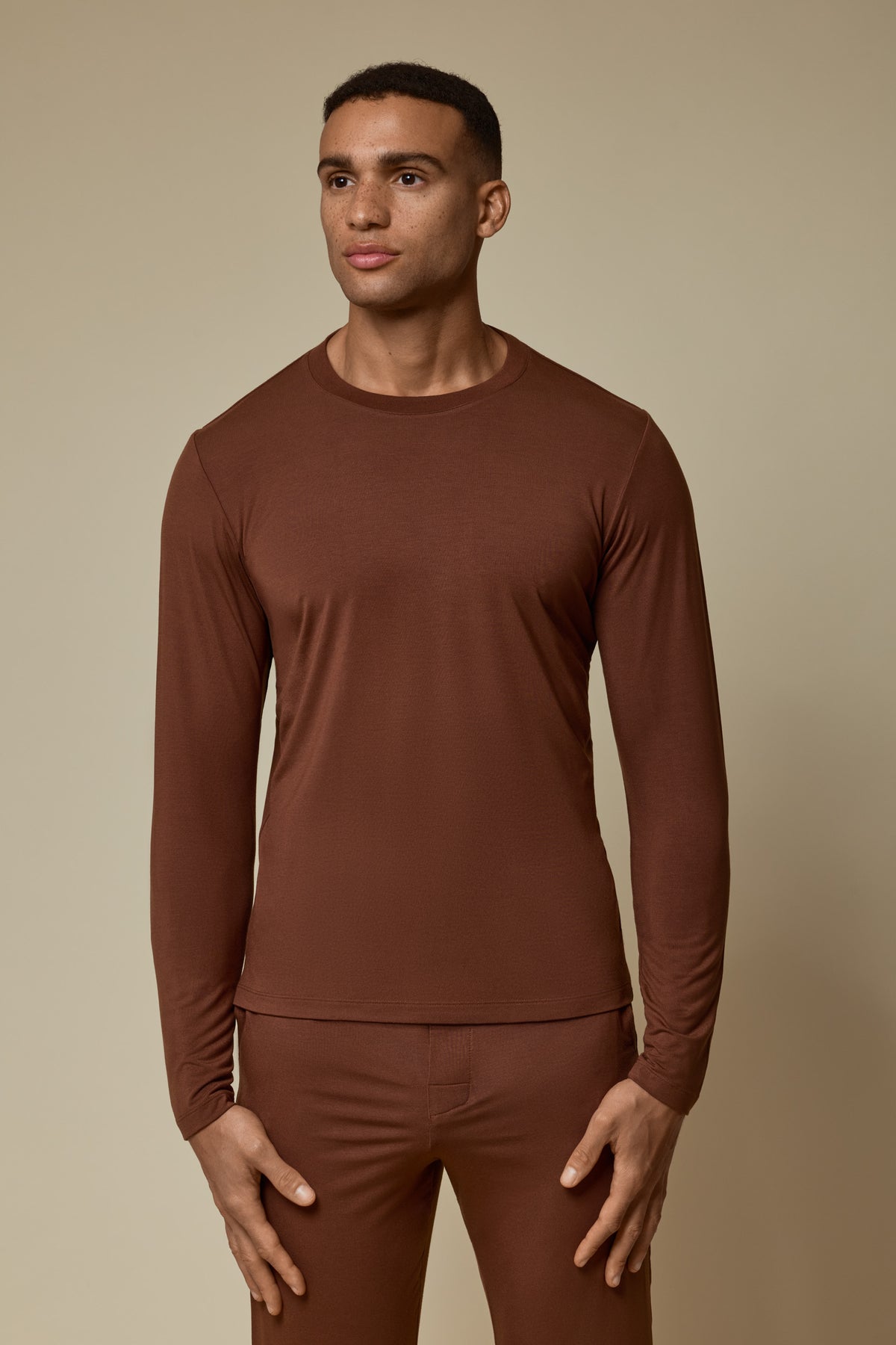 SECOND SKIN LONG SLEEVE TEE - CAPPUCCINO