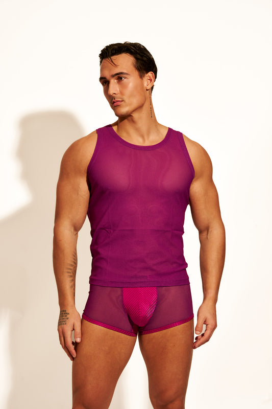 ALLURING MESH TANK TOP - ROSE VIOLET