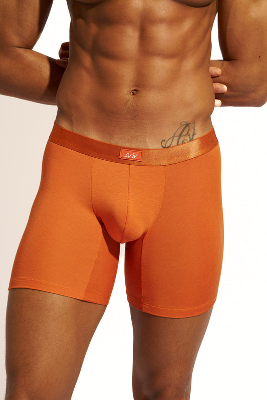 MINIMALISTIC SILK BOXER BRIEF LONG - BURNT ORANGE