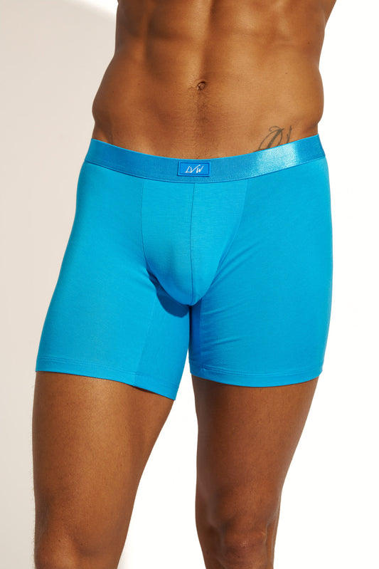 MINIMALISTIC SILK BOXER BRIEF LONG - IBIZA BLUE