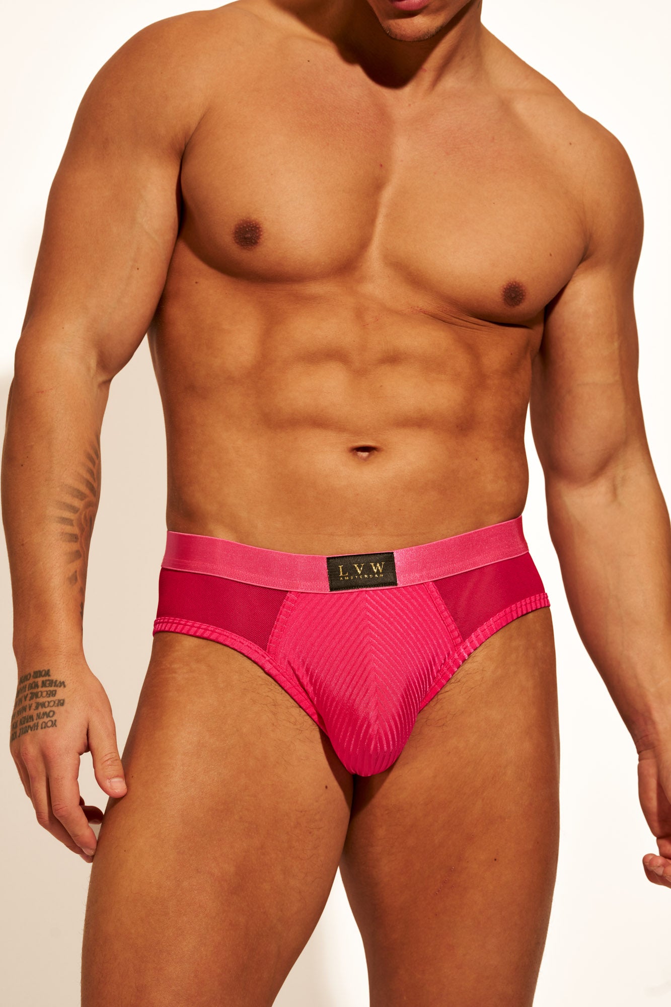 ALLURING MESH BRIEF - HOT PINK