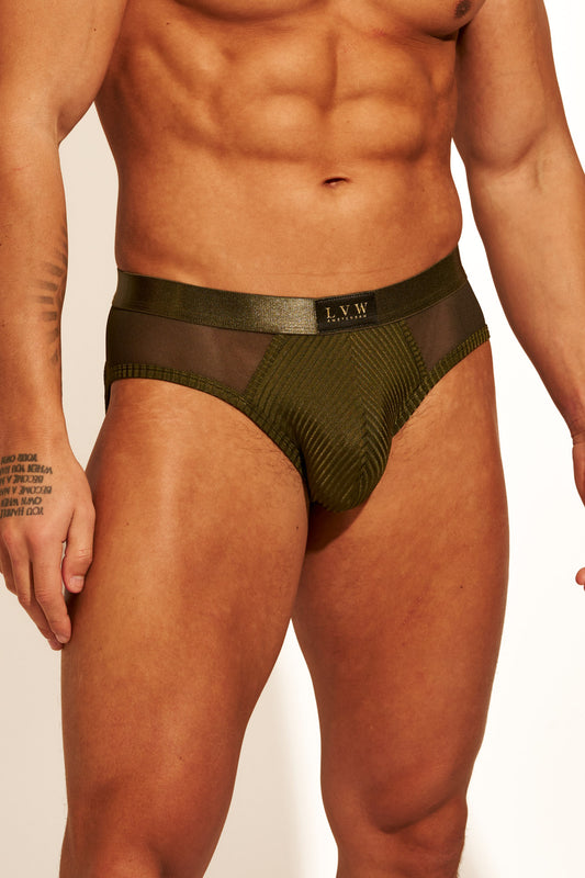 ALLURING MESH BRIEF - OLIVE