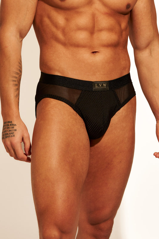 ALLURING MESH BRIEF - BLACK