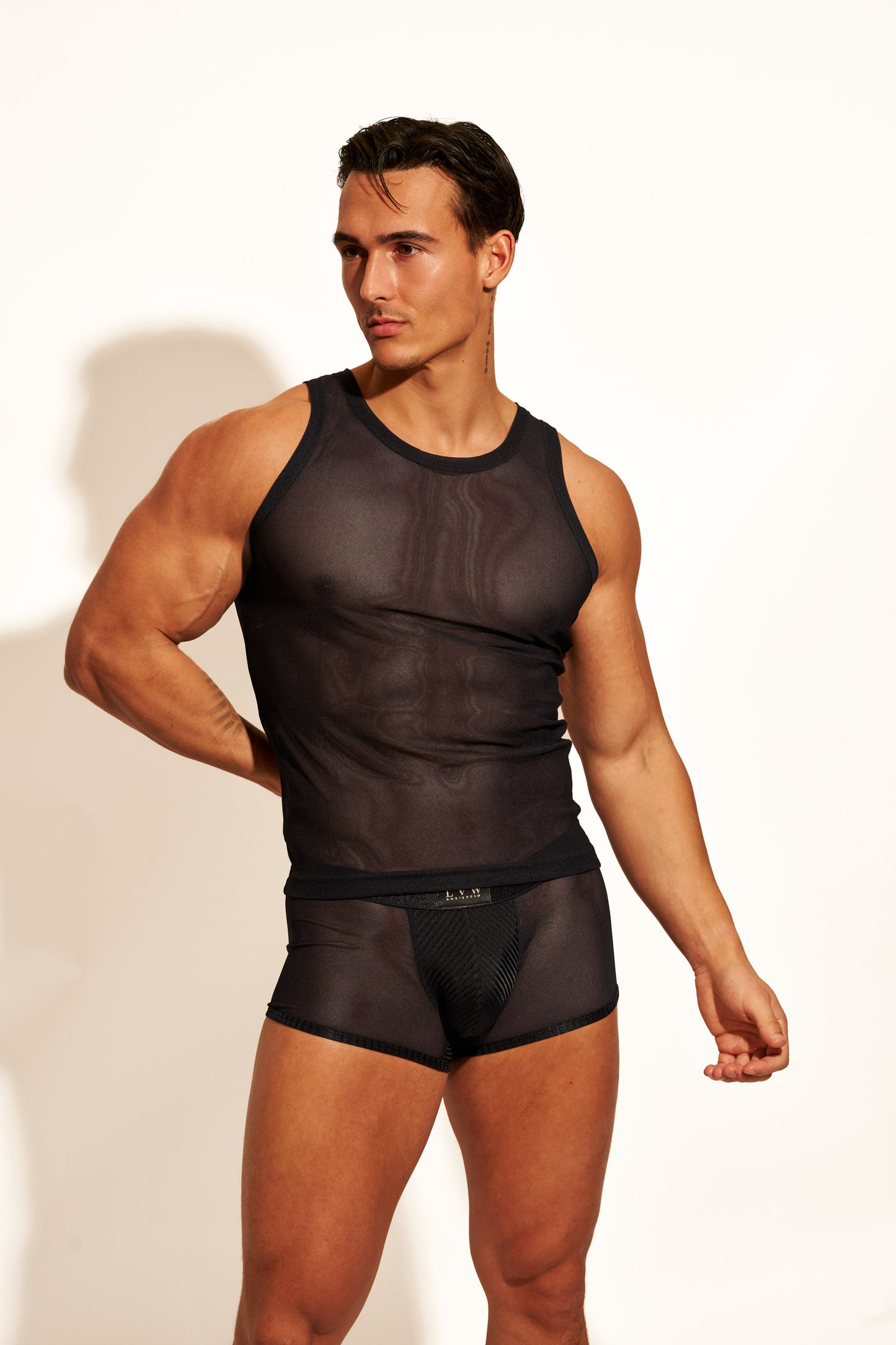 ALLURING MESH TANK TOP - BLACK