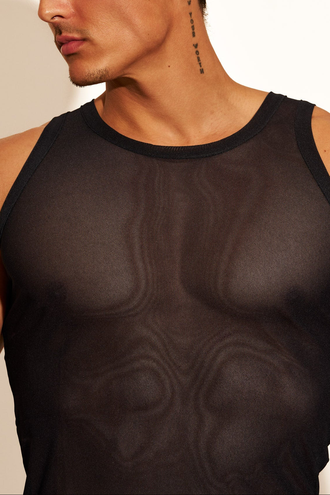 ALLURING MESH TANK TOP - BLACK