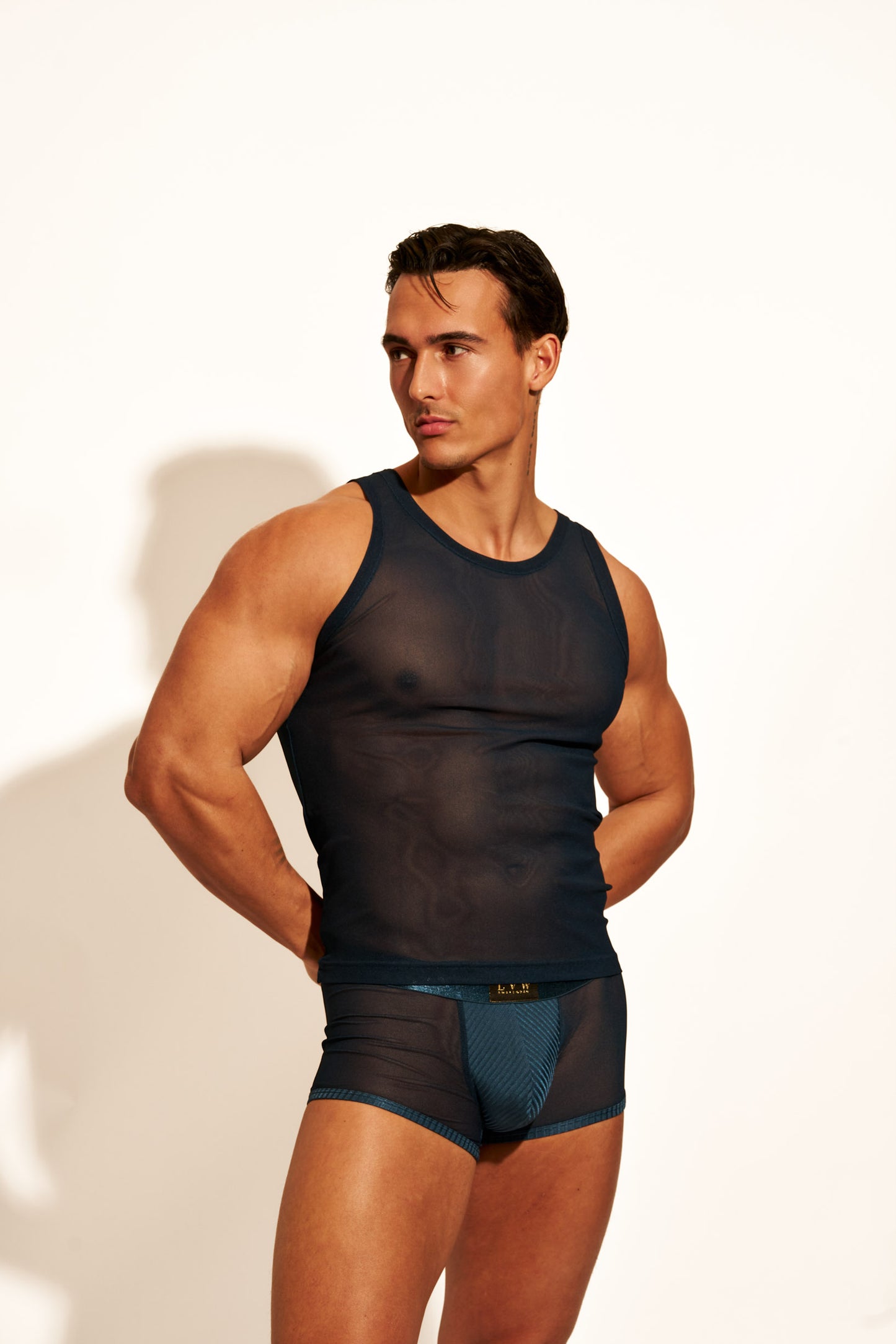 ALLURING MESH TANK TOP - FRENCH NAVY