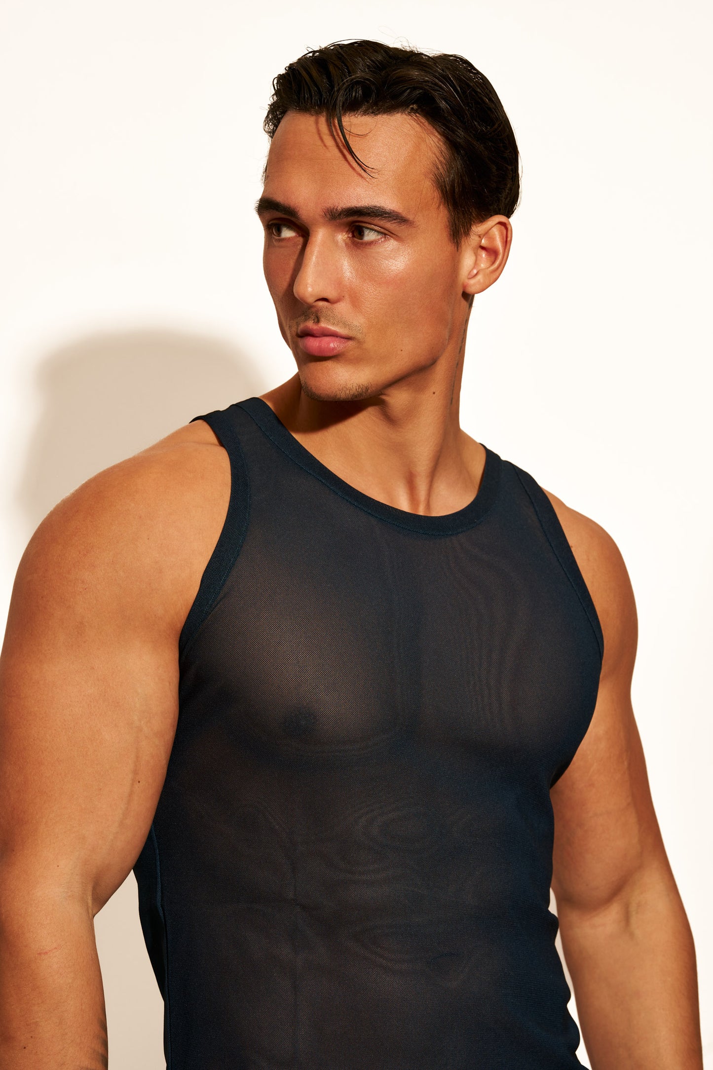 ALLURING MESH TANK TOP - FRENCH NAVY