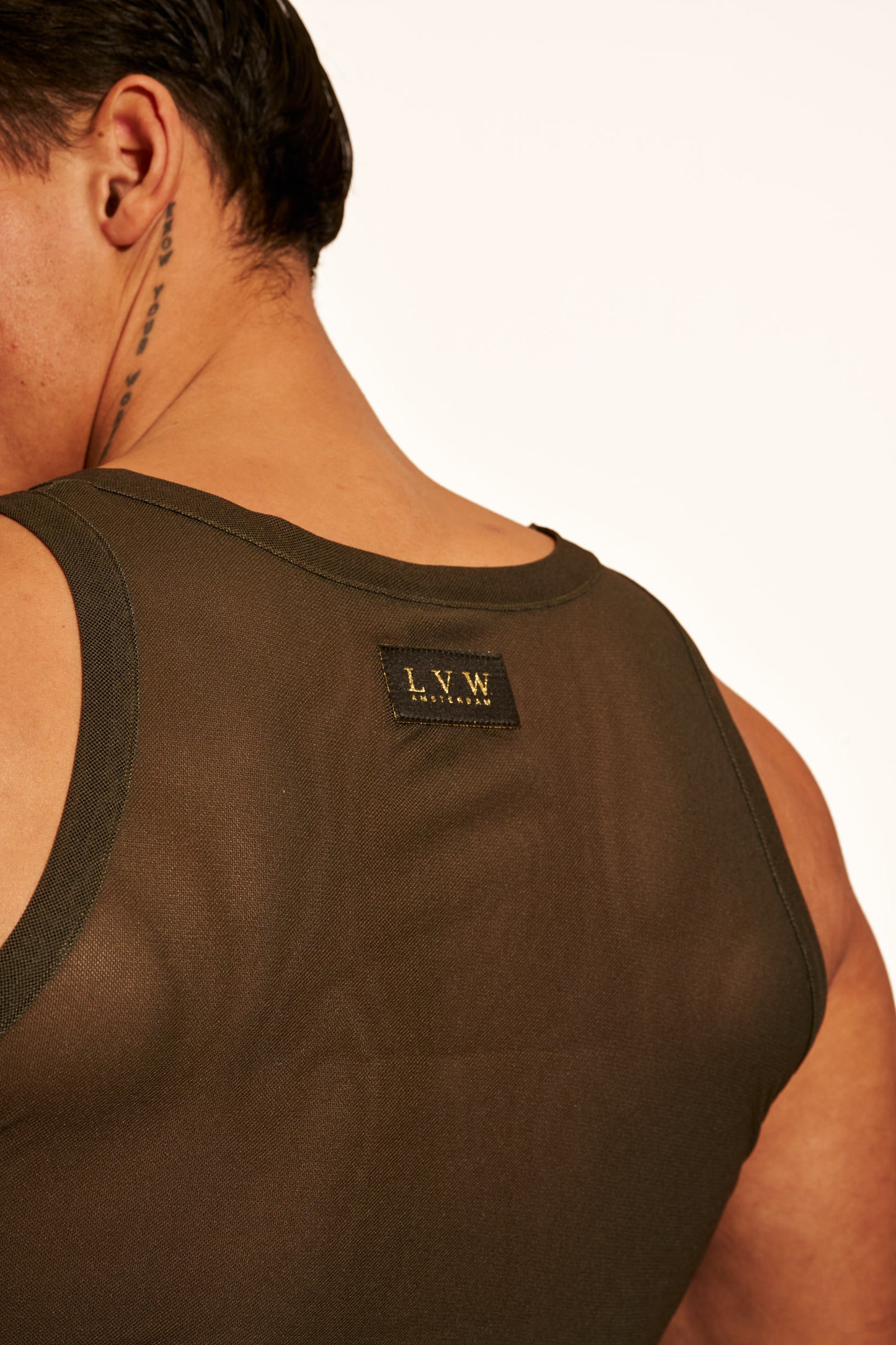 ALLURING MESH TANK TOP - OLIVE