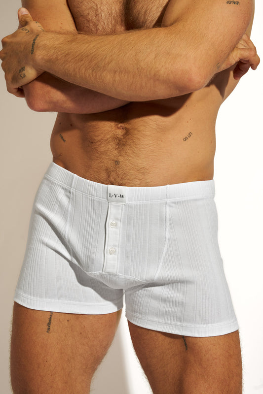 ESSENTIAL EXCLUSIVE BOXER BRIEF BUTTONS - WHITE